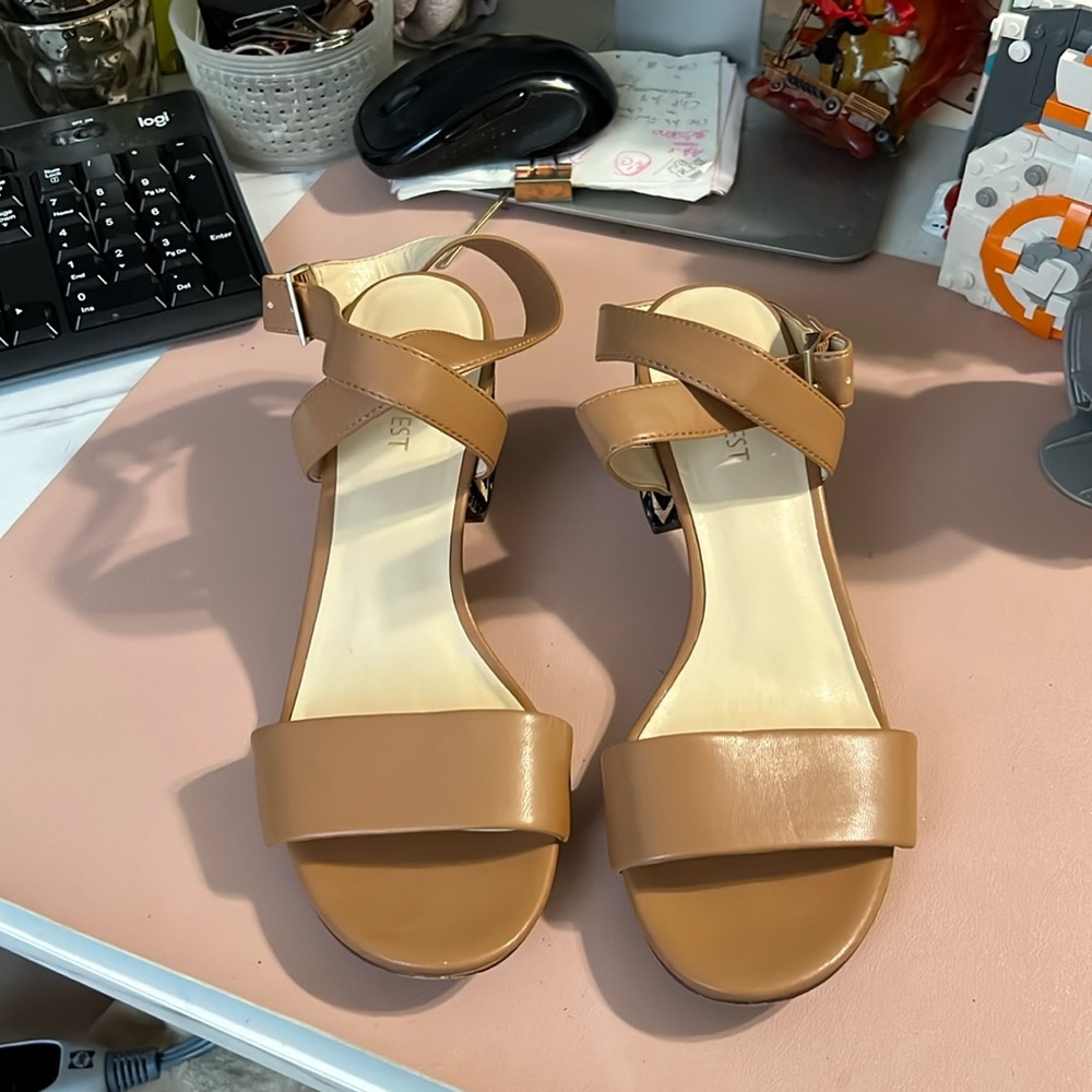 Brown Nine West Block Heel Sandals